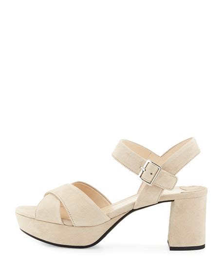 prada crisscross suede platform sandal quarzo|Prada Suede Crisscross Platform Sandal, Quarzo .